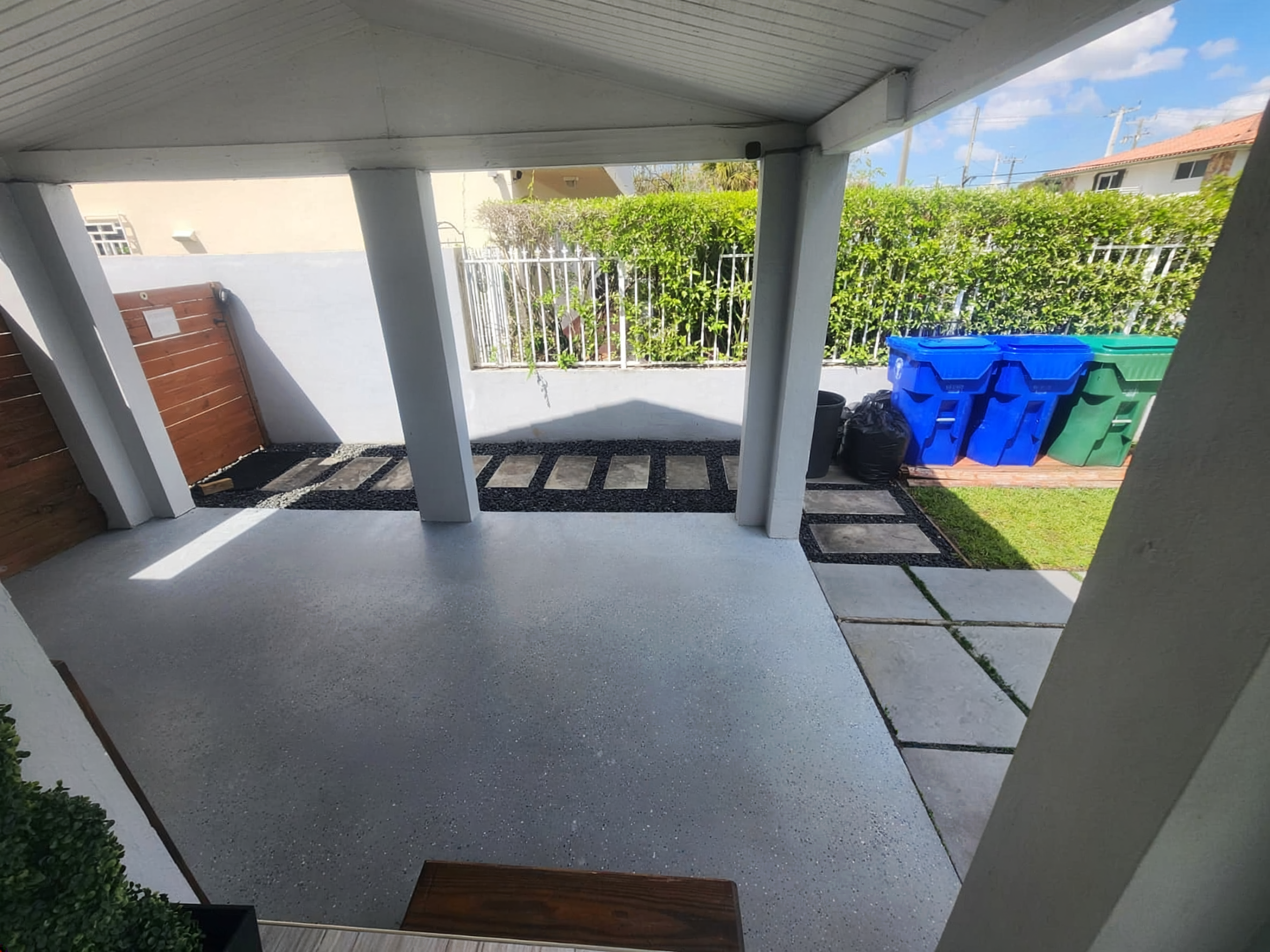 Residential property landscaping project — fresh planting and lawn care