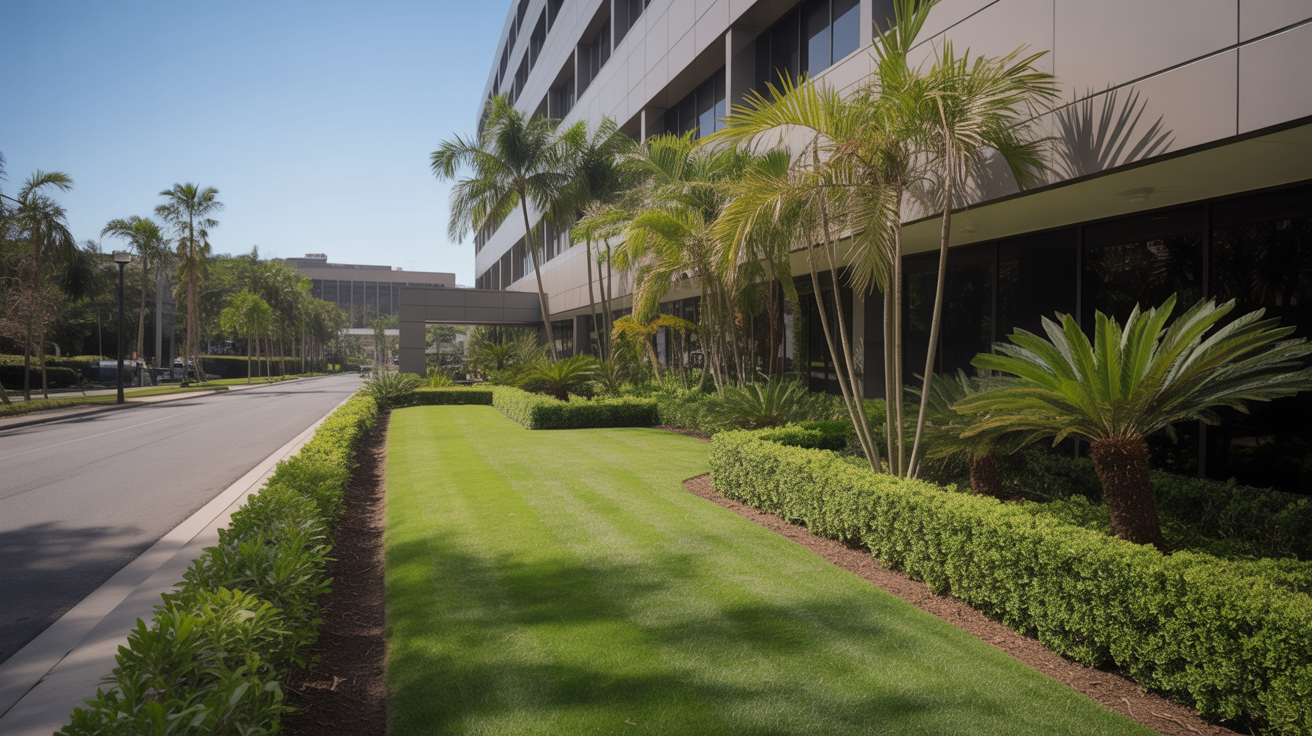 Professional commercial property with pristine landscaping and manicured grounds